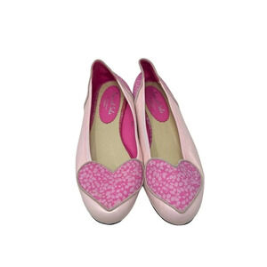 French Sole for Liberty Of London‎ Love Heart Pink Leather Flats Size 40 9.5
